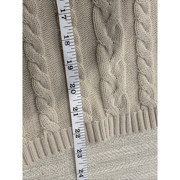 Apple seed cable knit Sweater women's medium beige crewneck fisherman - Picture 8 of 9